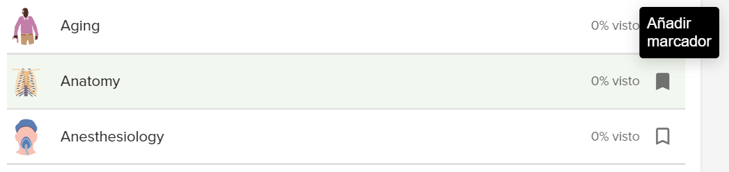 Símbolo de marcador en la página del curso