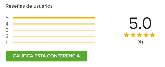 Captura de pantalla de las reseñas de los usuarios sobre el curso y el botón «Califica esta conferencia».