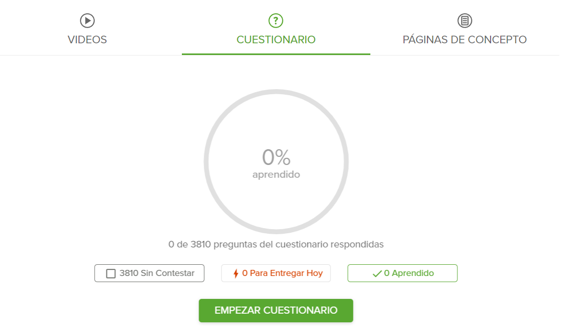 Cuestionario en el curso