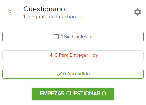 Icono de configuración para la ventana emergente del cuestionario