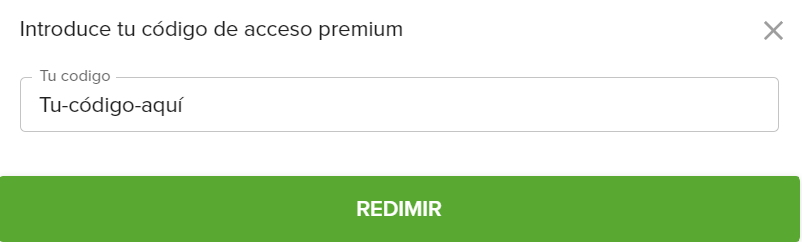 Campo para introducir el código de acceso