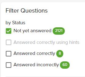 Filter options for Qbank