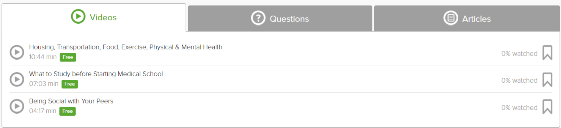 Screenshot of free videos