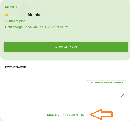 Button "Manage subscription"