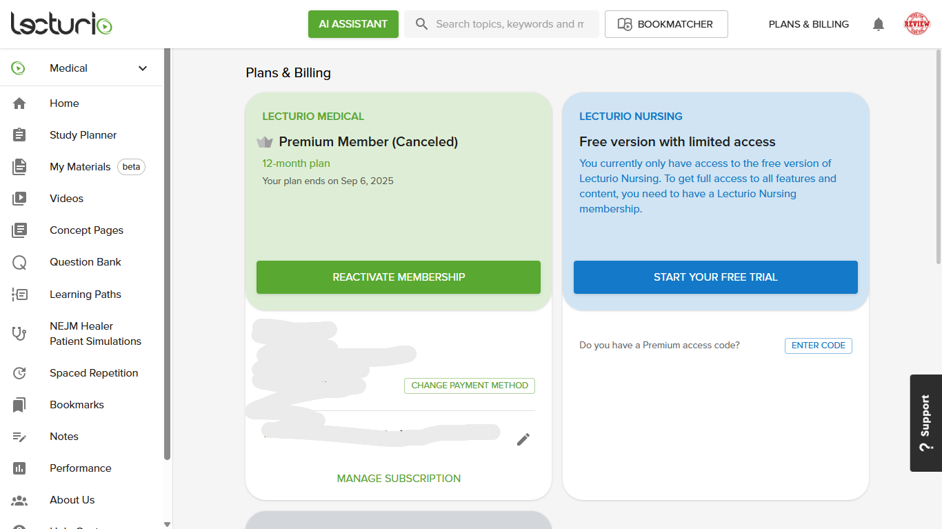 Botón «Reactivar membresía»