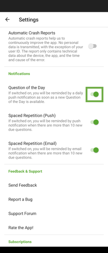 Activar o desactivar la función QOTD