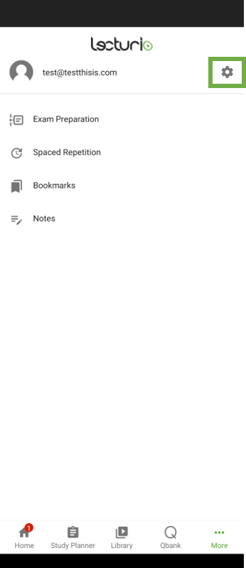 Button to open settings in app