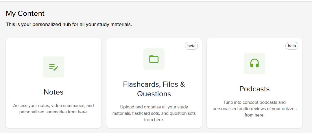 Tabs in "My content"