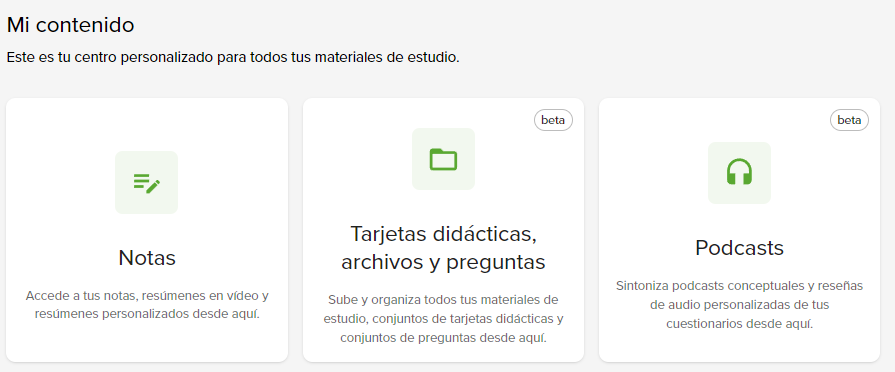 Pestañas en "Mi contenido"