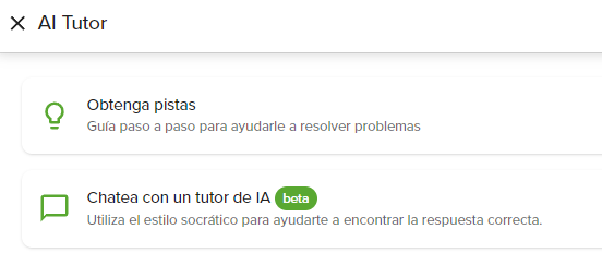 opciones del tutor de IA