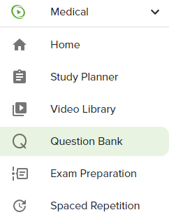 Question bank in navigation bar